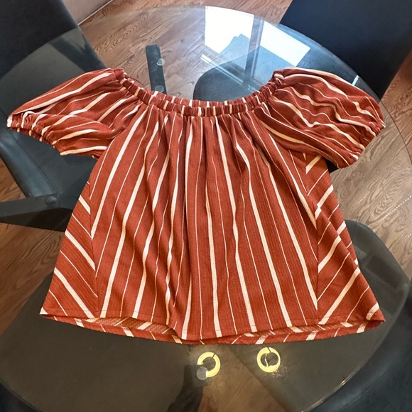 Anthropologie - Burnt Orange Off Shoulder Blouse-XL - Picture 5 of 6